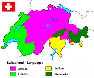 Mapa de los idiomas en Suiza